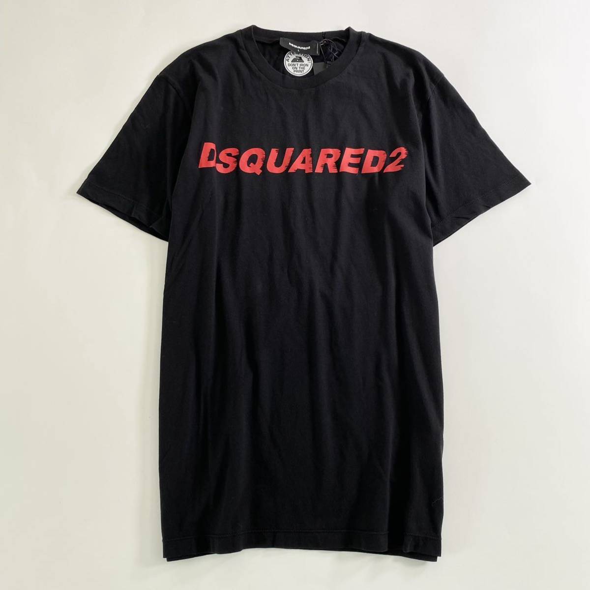 ◯20e31-4《極美品》タグ付☆DSQUARED2 ディースクエアード ロゴプリントTシャツ サイズL ブラック メンズ logo print tee 半袖 春夏_画像1