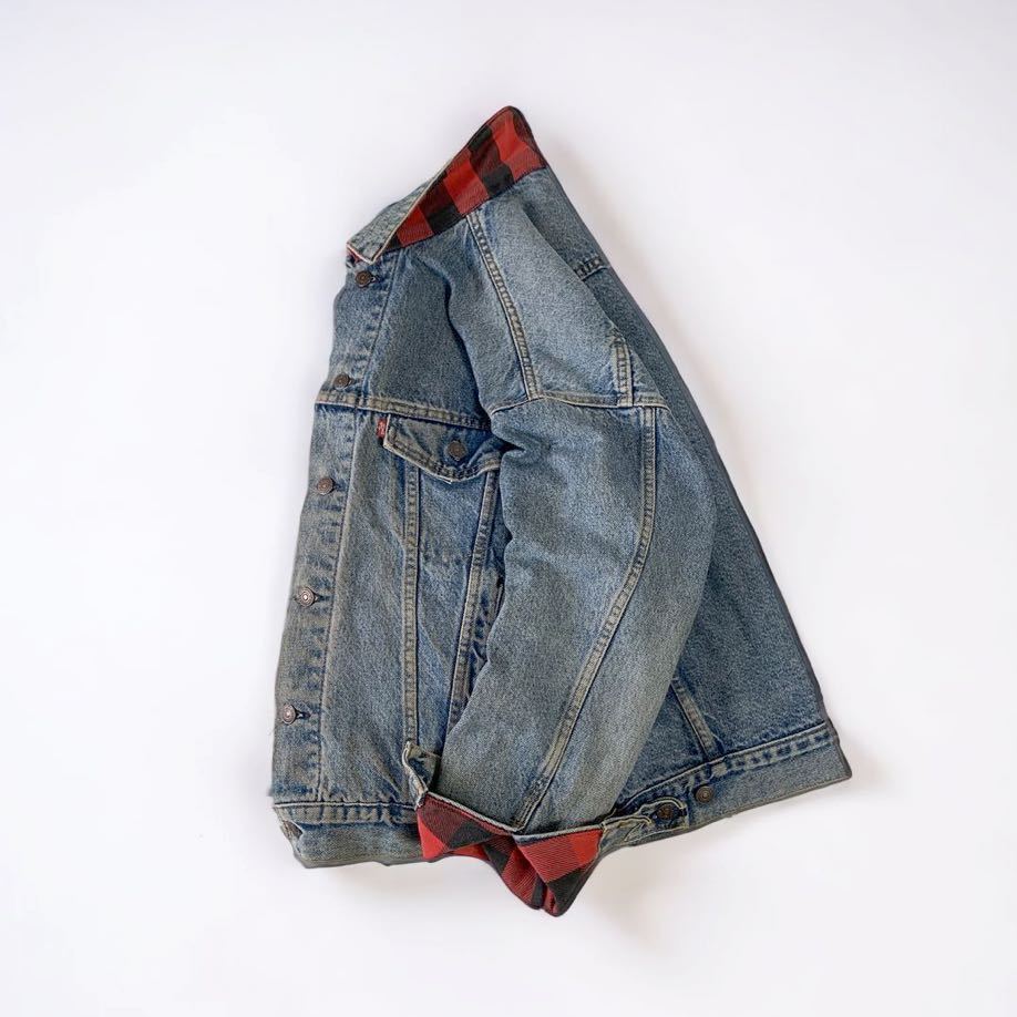 80's VINTAGE Levi's 70417 0814 USA製 リーバイス トラッカージャケット Gジャン ネル ライナー チェック M 80年代 ビンテージ ジャケット_画像4