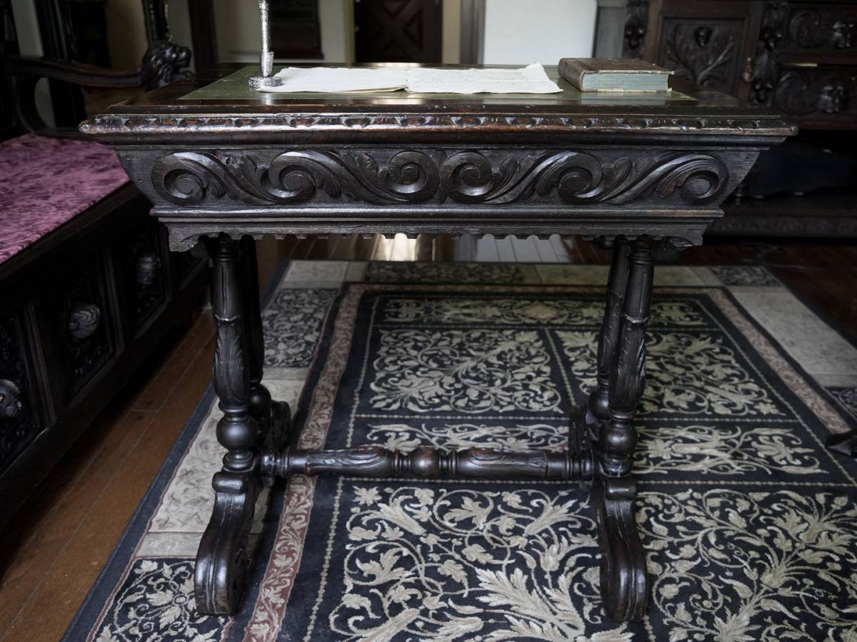 ◎超稀少1880年、仏アンティーク見事なゴシック、ホールテーブル（デスク)・バロック・ルネッサンス様式の彫刻_画像7