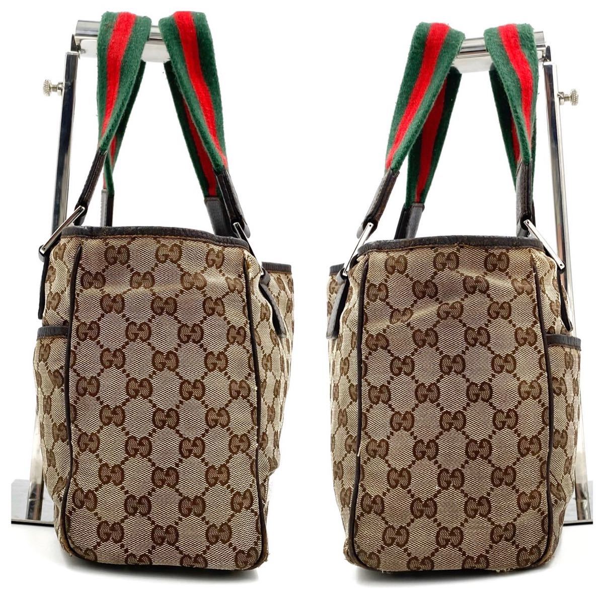 美品】グッチ GUCCI トートバッグ バンド キャンバス GG柄 シェリー