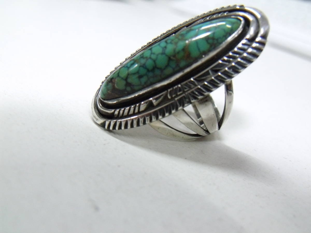 ナバホ族 Eugene Belone ユージーン・ベローン シルバーSILVER 925 ターコイズ リング指輪indian jewelry  NAVAJO turquoise sterling ring