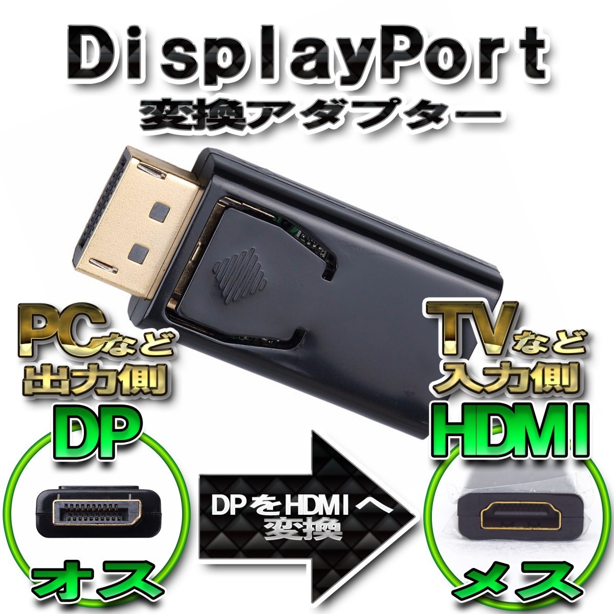 DP to HDMI 変換アダプター ディスプレイポート 変換コネクタ_画像1