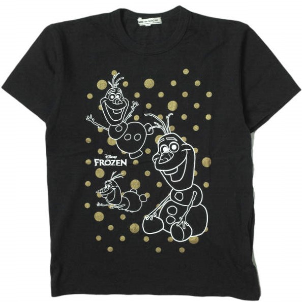 COMME des GARCONS x Disney コムデギャルソン ディズニー 別注 14AW アナと雪の女王 プリントTシャツ ON-T002 S ブラック オラフ g11350_画像1