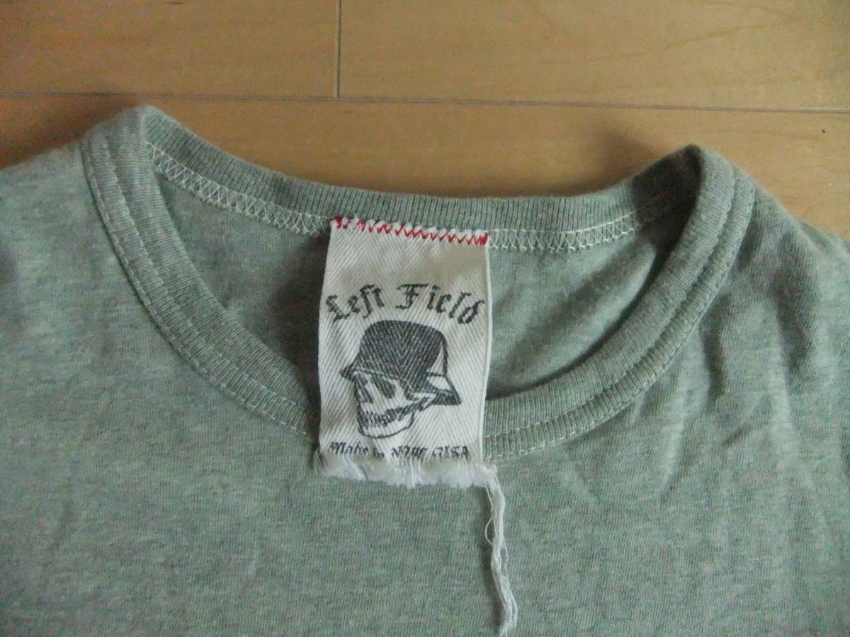 初期型 Sサイズ LEFT FIELD MADE IN USA NEW YORK 100%cotton レフトフィールド Tシャツ グレー フェルト_画像2