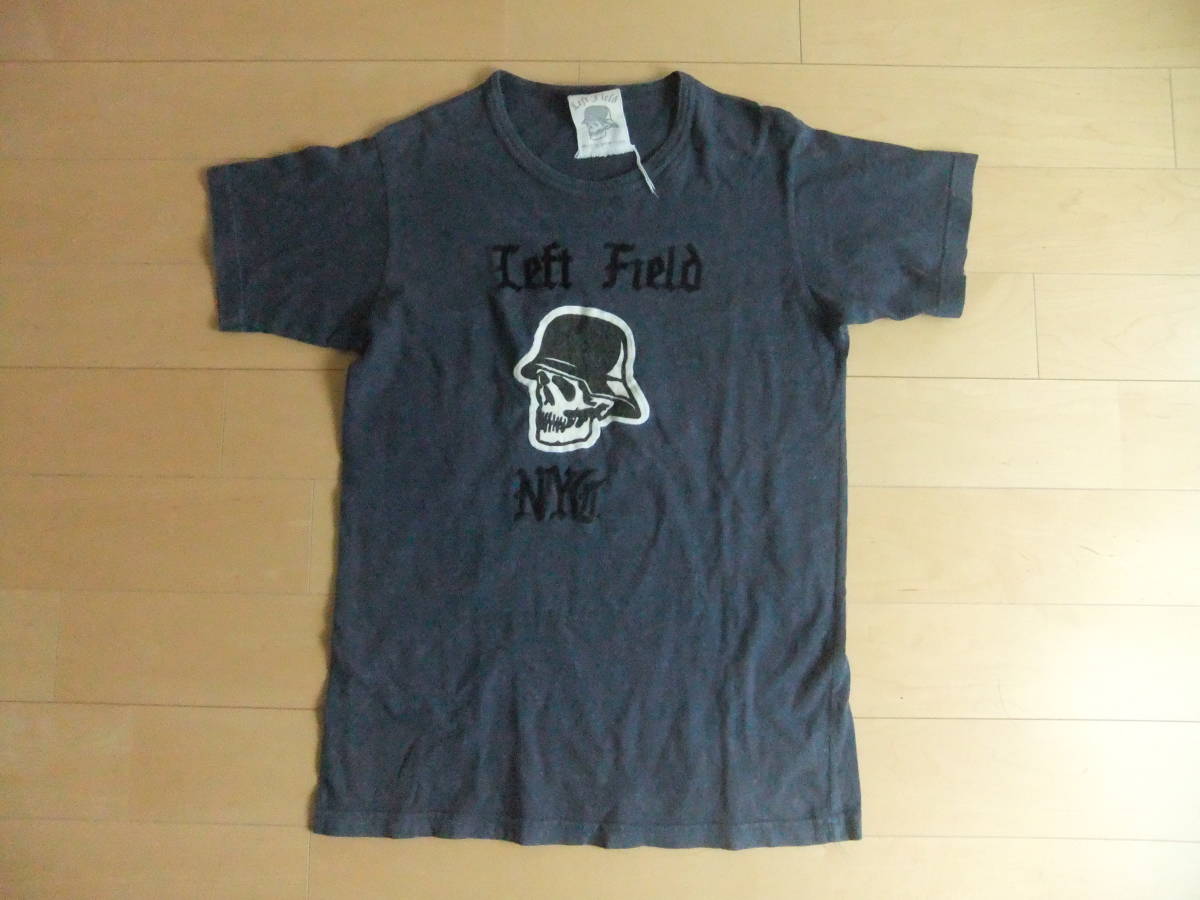 初期型 Sサイズ LEFT FIELD MADE IN USA NEW YORK 100%cotton レフトフィールド Tシャツ ネイビー フェルト_画像1