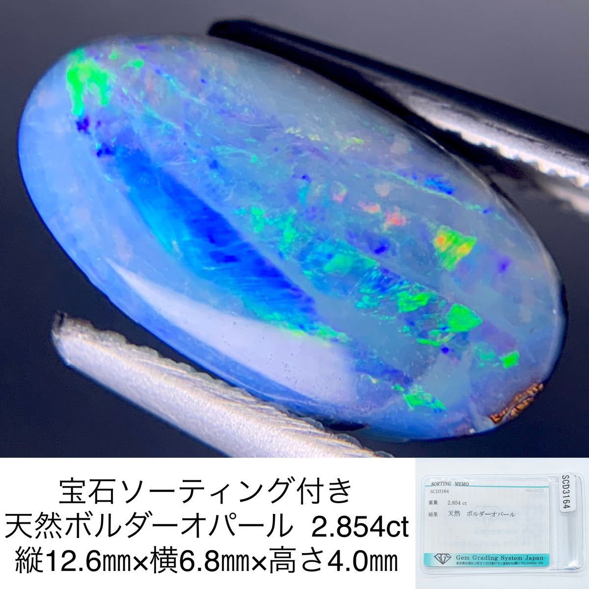 女性に人気！ 宝石ソーティング付き 天然 ボルダーオパール 2.854ct 縦