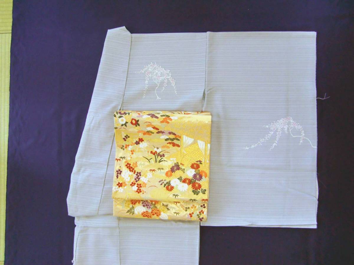 [ new goods ] summer silk crepe hand .... visit wear gray summer kimono summer thing silk 100% summer single . kimono . unused simplified kimono