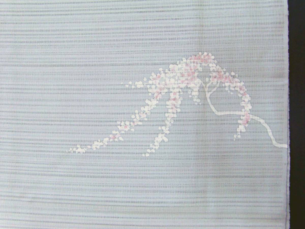 新品】 夏お召 手描き友禅 訪問着 グレー 夏着物 夏物 絹100% 夏 単衣