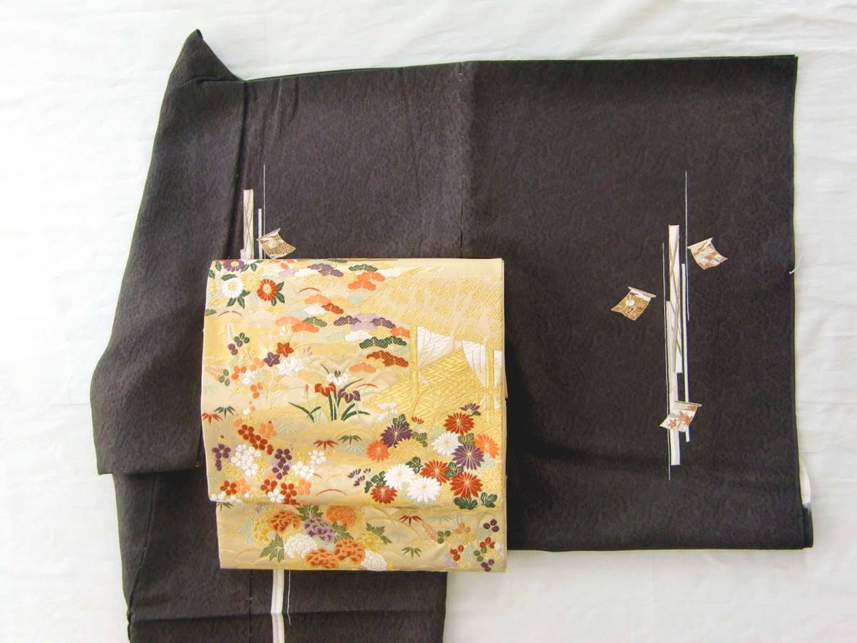 [ new goods ] hand .... visit wear .. burns tea piece .. kimono silk party . equipment gorgeous on goods untailoring unused kimono