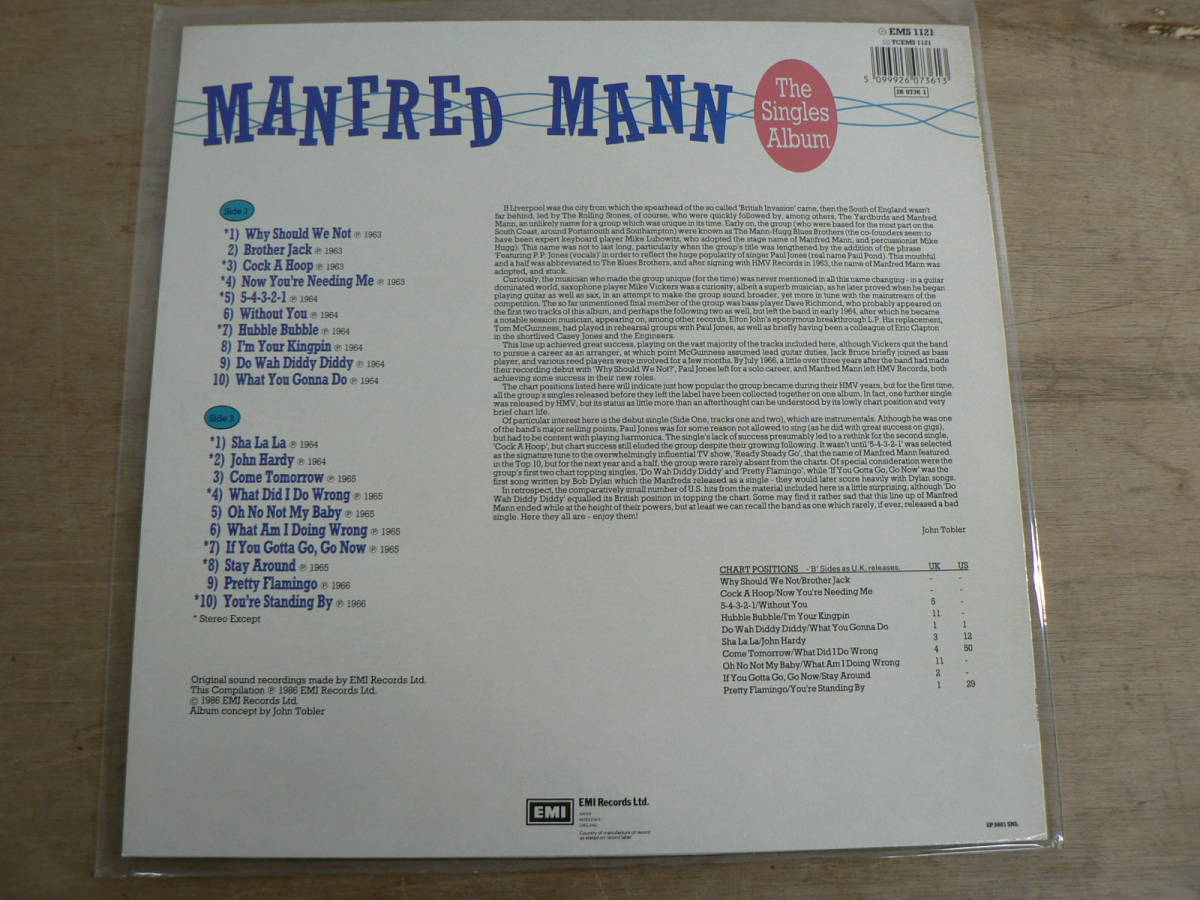 UK盤 Manfred Mannマンフレッドマン The Singles Album EMS1121の画像2