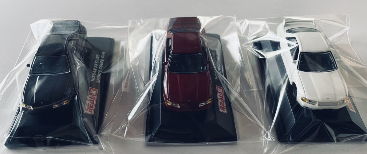 リアルX 日産 R32 スカイライン GT-R スポーツクーペ ホワイト ワインレッド ガンメタ 3台セット 1/72 ミニカー NISSAN SKYLINE REAL-X_画像2