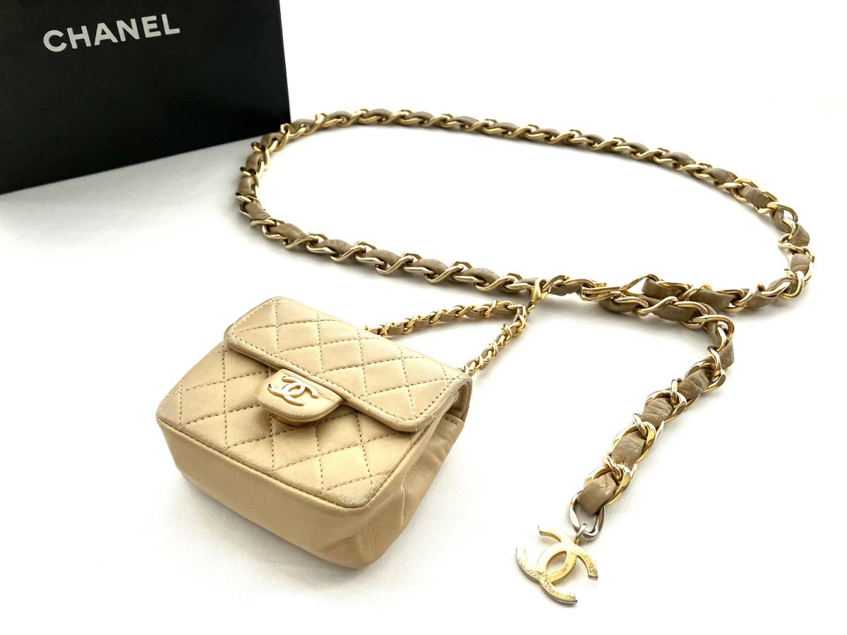 CHANEL　シャネル　ウエストポーチ　マットラッセ　ベージュ