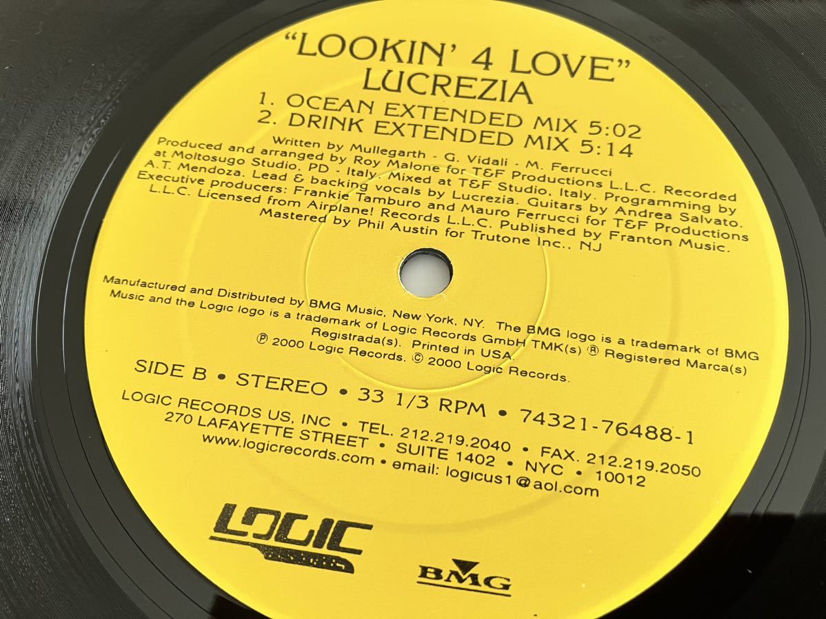 Lucrezia / Lookin' 4 Love EXCLUSIVE U.S.REMIXES 12inch LOGIC RECORDS US 74321-76488-1 2000年盤,Richie Santana,Roy Malone,HOUSE,_画像6