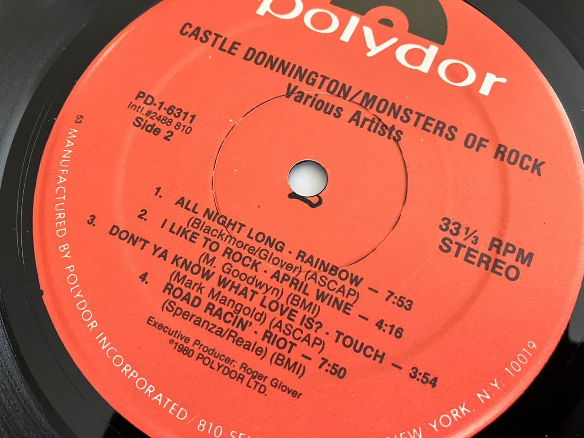 【ジャケ違いUS/STERLING刻印盤】CASTLE DONNINGTON/MONSTERS OF ROCK LP POLYDOR US PD-1-6311 80年盤,Rainbow,Scorpions,Saxon,Riot,_画像6