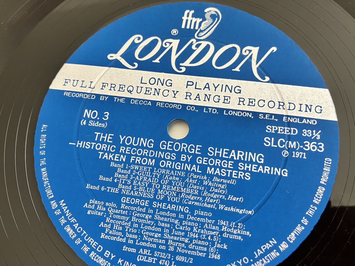 【71年盤】若き日のジョージ・シアリング The Young George Shearing GATEFOLD日本盤2枚組LP DECCA/キングレコード SLC362/3_画像9