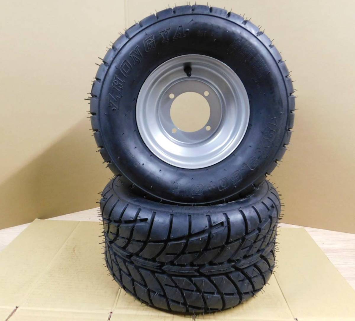 8インチ スチールホイール タイヤ エア漏れ 左右セット 2本 18×9.50-8