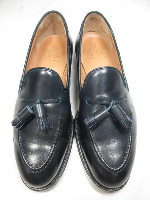 HH 美品 【クロケット＆ジョーンズ CROCKETT&JONES】 CAVENDISH3 キャベンディッシュ3 タッセルローファー(メンズ) size6.5E 紺◎15MZA2990_画像3