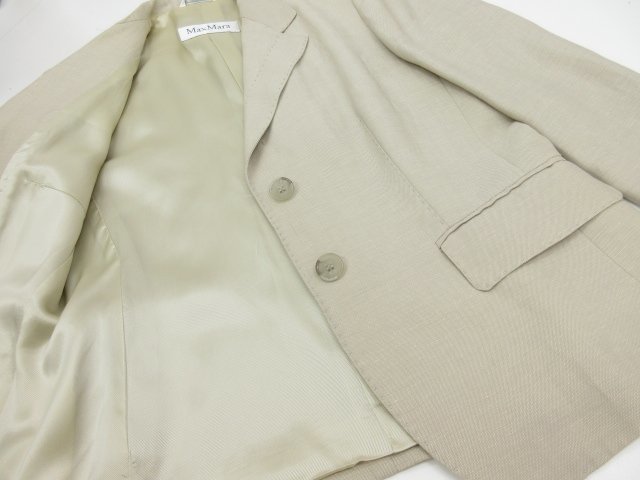 HH【MAX MARA マックスマーラ】10412181 リネン×シルク混 ジャケット (レディース) size44 ベージュ系 伊製 ◎17LJ1155◎の画像6