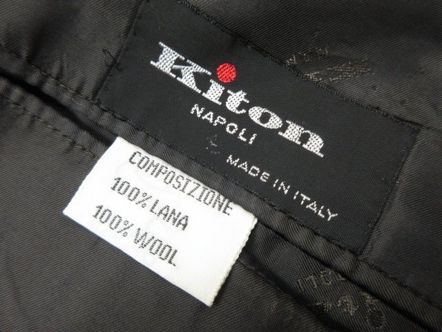 HH【キートン キトン Kiton】 ウール素材 3ボタン段返り スーツ (メンズ) size50 ライトブラウン系 チェック柄 ◎27RMS4892_画像10