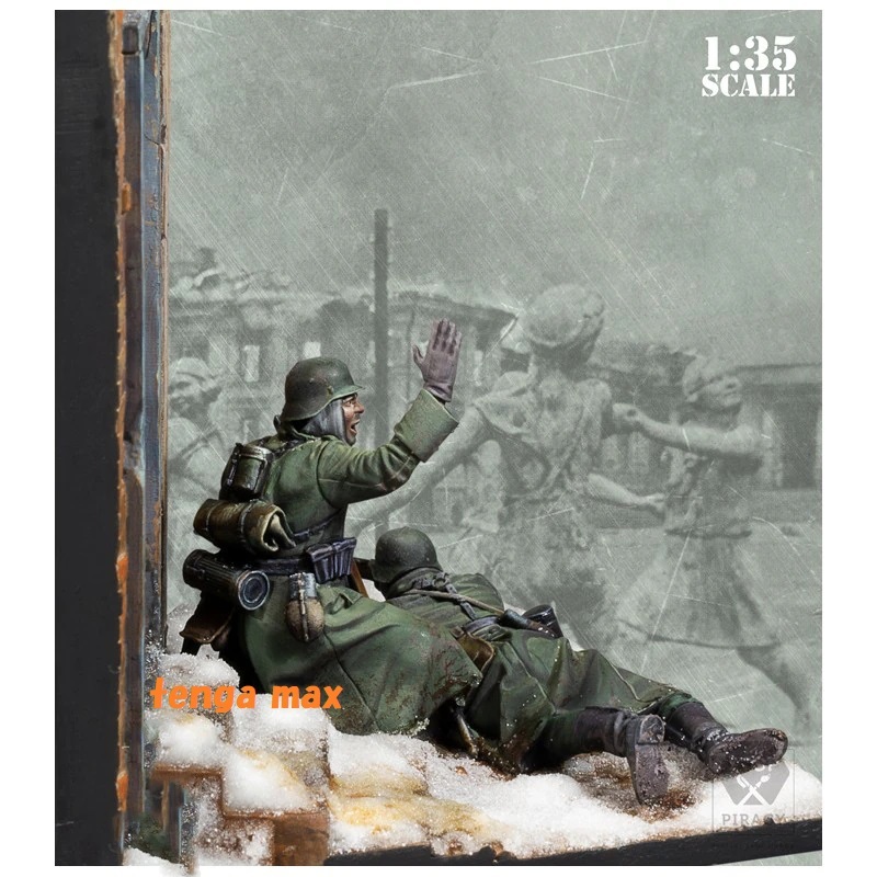 # 1/35 geo llama resin model figure townscape work # second next world large war army ...( scene +3 person ) not yet painting unassembly resin E173