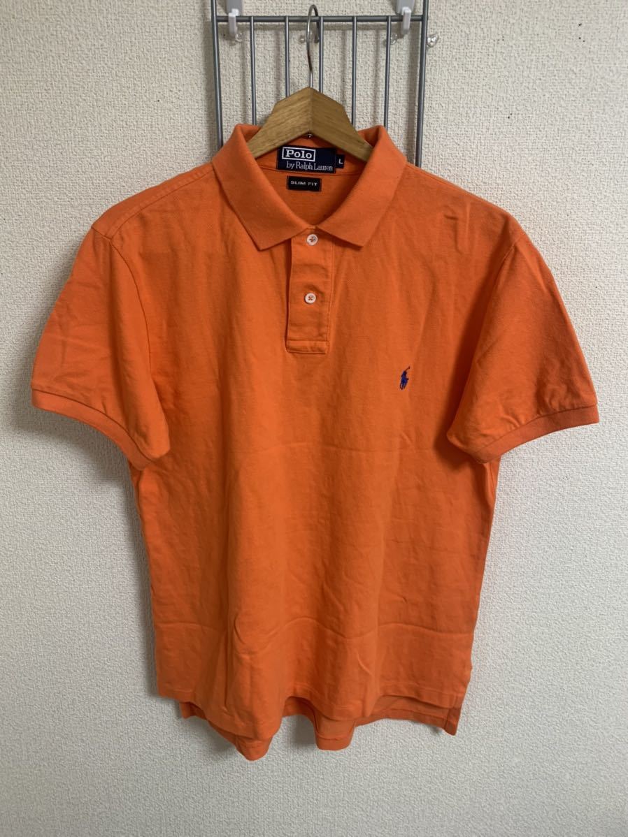 ［Polo by Ralph Lauren］ラルフローレン　半袖ポロシャツ　オレンジ色　Lサイズ Y829_画像1