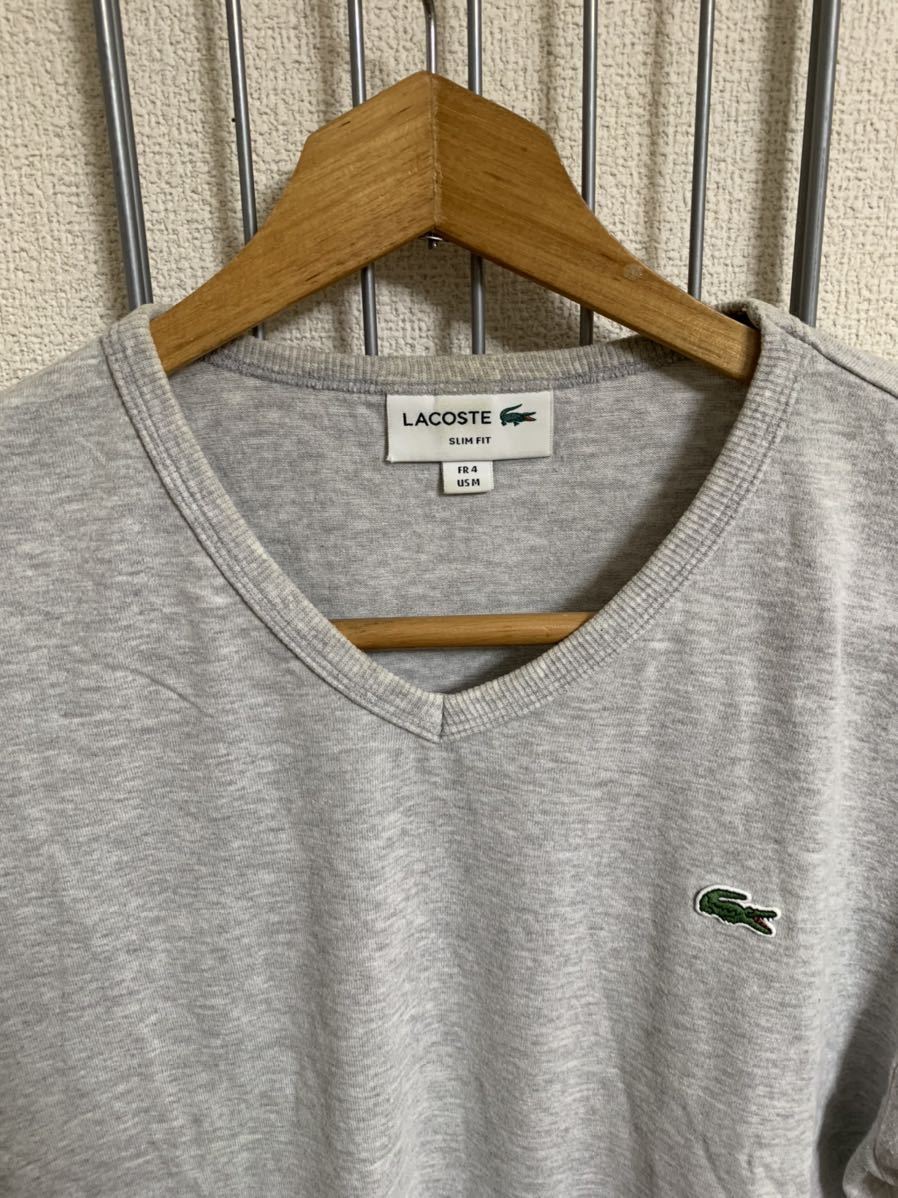 ［LACOSTE］ラコステ　半袖VネックTシャツ グレー系　Y899_画像3