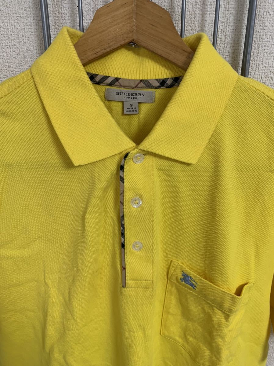 ［BURBERRY］バーバリー　半袖ポロシャツ　黄色　Sサイズ　コットン　100％ Y910_画像3