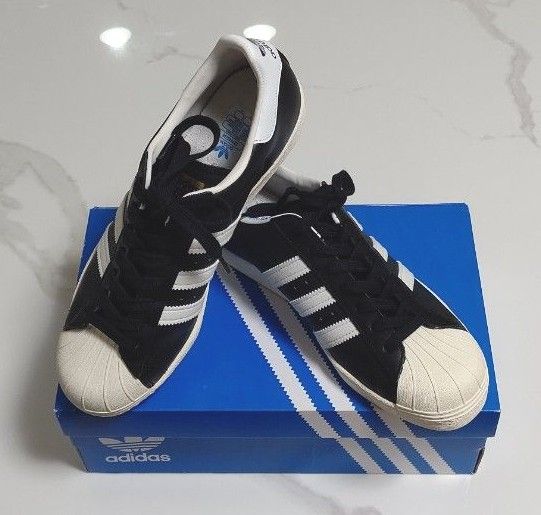 美品】adidas superstar スーパースター 80s レザー 黒・白 美品】adidas superstar スーパースター 80s レザー 黒・白