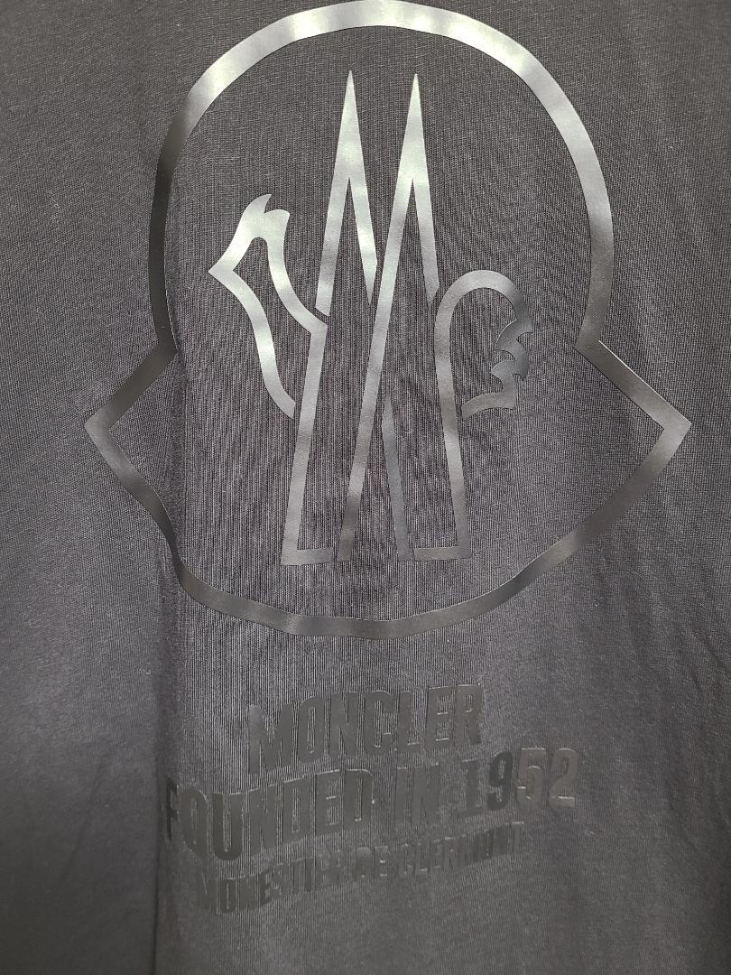 モンクレール Tシャツ 半袖 ロゴ プリント カットソー 黒 M MONCLER