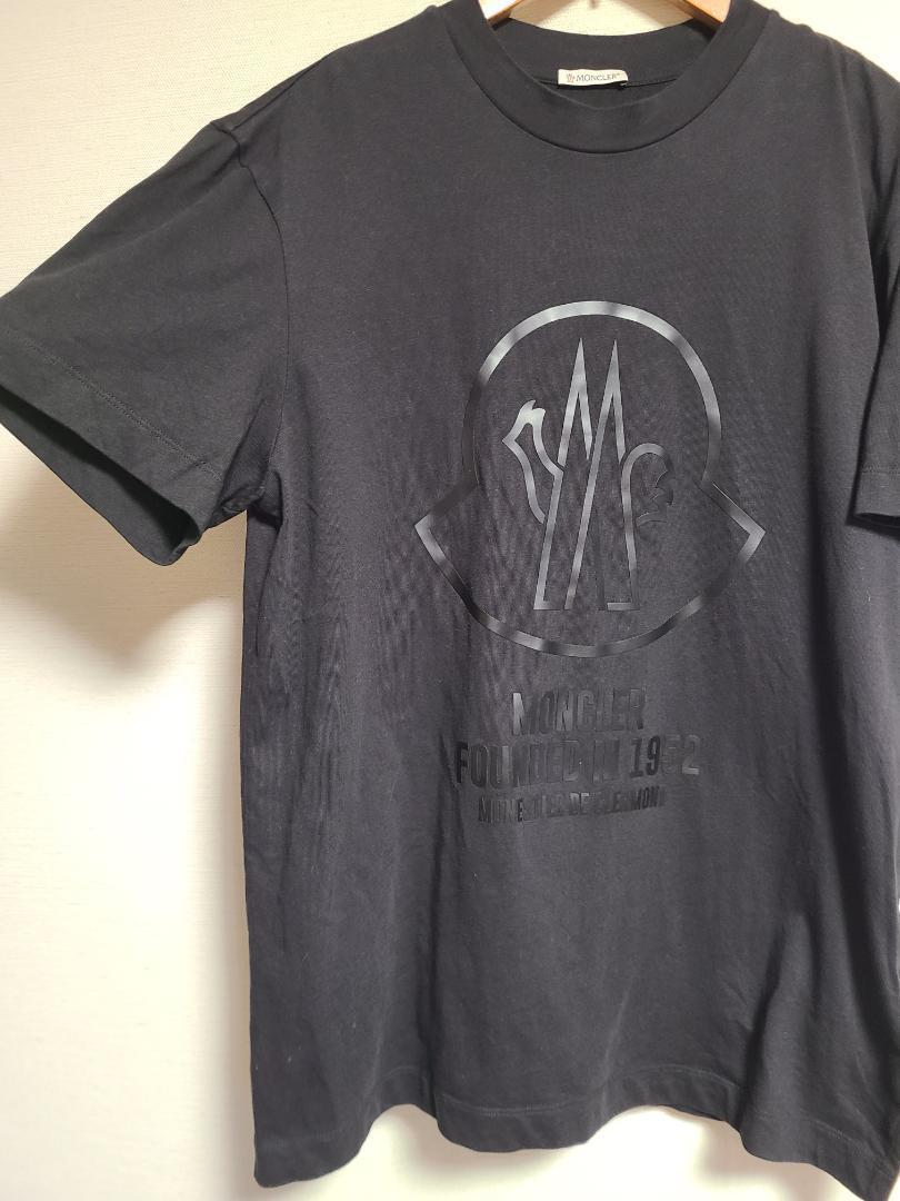 モンクレール Tシャツ 半袖 ロゴ プリント カットソー 黒 M MONCLER