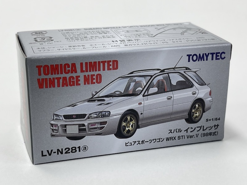 トミカリミテッドヴィンテージ NEO LV-N281a スバル インプレッサ ピュアスポーツワゴン WRX STi Version V(白) 98年式_画像2