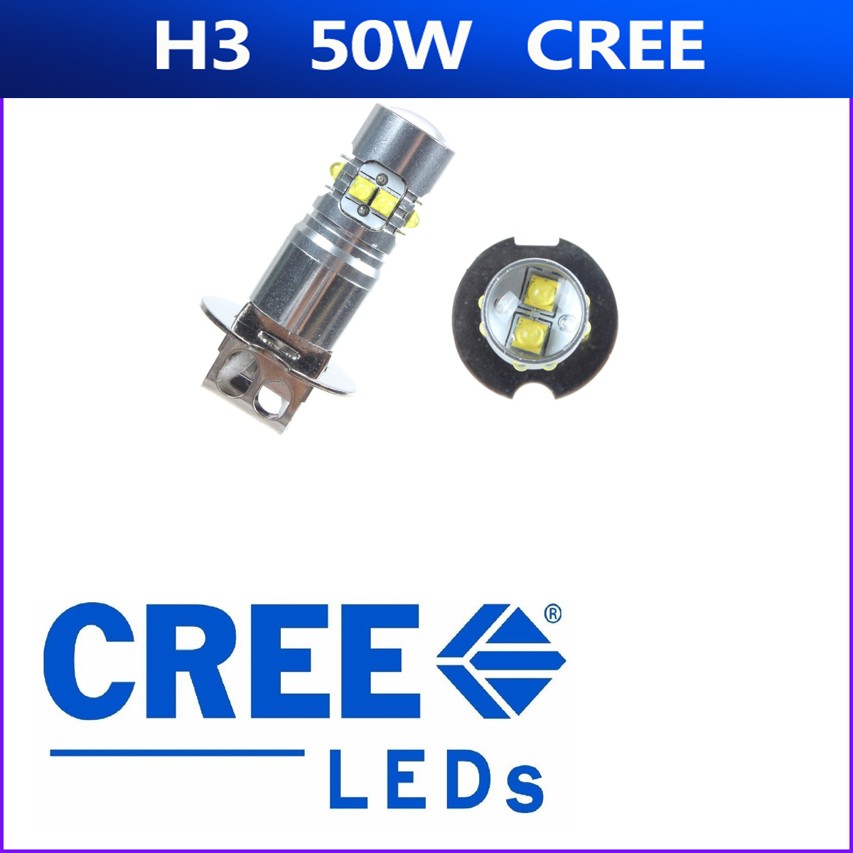 LEDフォグランプ H3 12V 50W 6500K プロジェクター搭載 CREE製 2個セット 送料無料_画像2