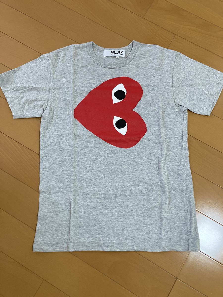 国内正規品PLAYコムデギャルソン メンズTシャツ　サイズL霜降りグレー　プレイ　PLUSオム_画像1