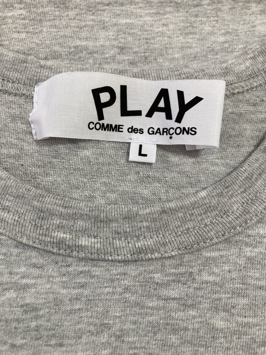 国内正規品PLAYコムデギャルソン メンズTシャツ　サイズL霜降りグレー　プレイ　PLUSオム_画像4