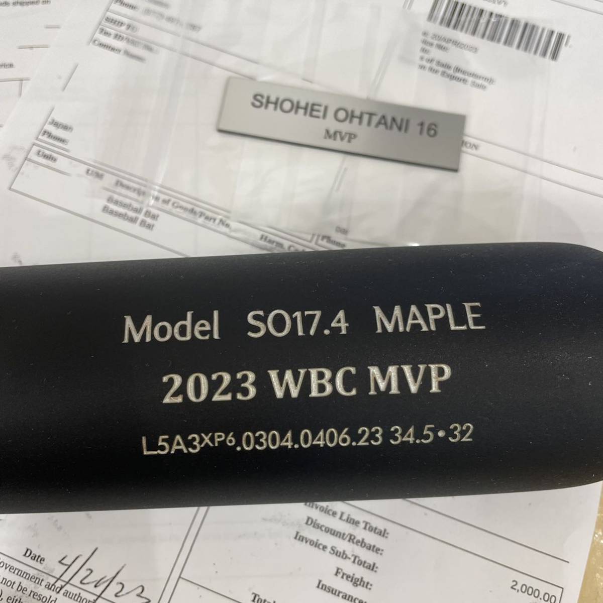 お1人様1点限り】 【2023 WBC MVP】大谷翔平チャンドラーバットSO17.4