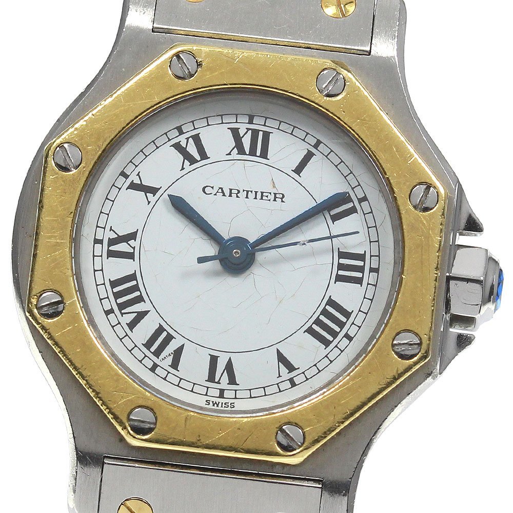 訳あり カルティエ CARTIER サントスオクタゴンSM YGコンビ 自動巻き レディース _742533【ev20】