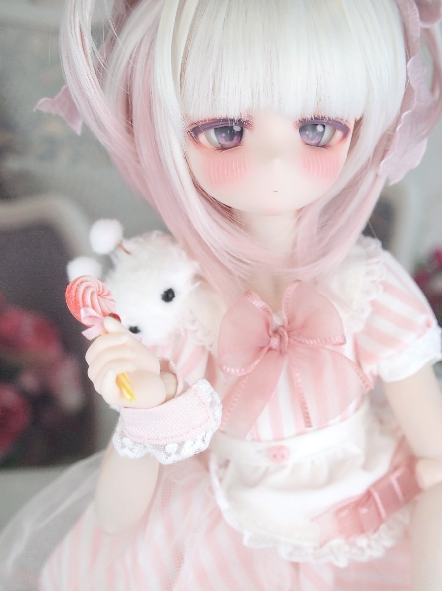 【ぐるぐる】DDH-29 SW肌 ドルフィードリーム MDD Dollfie Dream カスタムヘッド + 碁石アイ2種 パテ盛り ※難有り_画像2