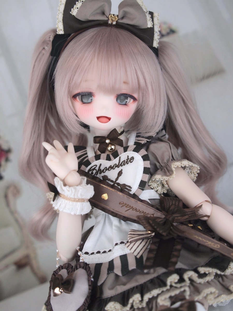 【ぐるぐる】DDH-27 SW肌 ドルフィードリーム MDD Dollfie Dream カスタムヘッド + 碁石アイ2種 パテ盛り + 舌パーツ ※難あり_画像6