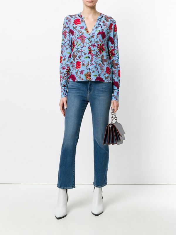 新品 送料無料 US2号/JP7号~9号 Diane von Furstenberg ダイアンフォンファステンバーグ 花柄 ブラウス 5
