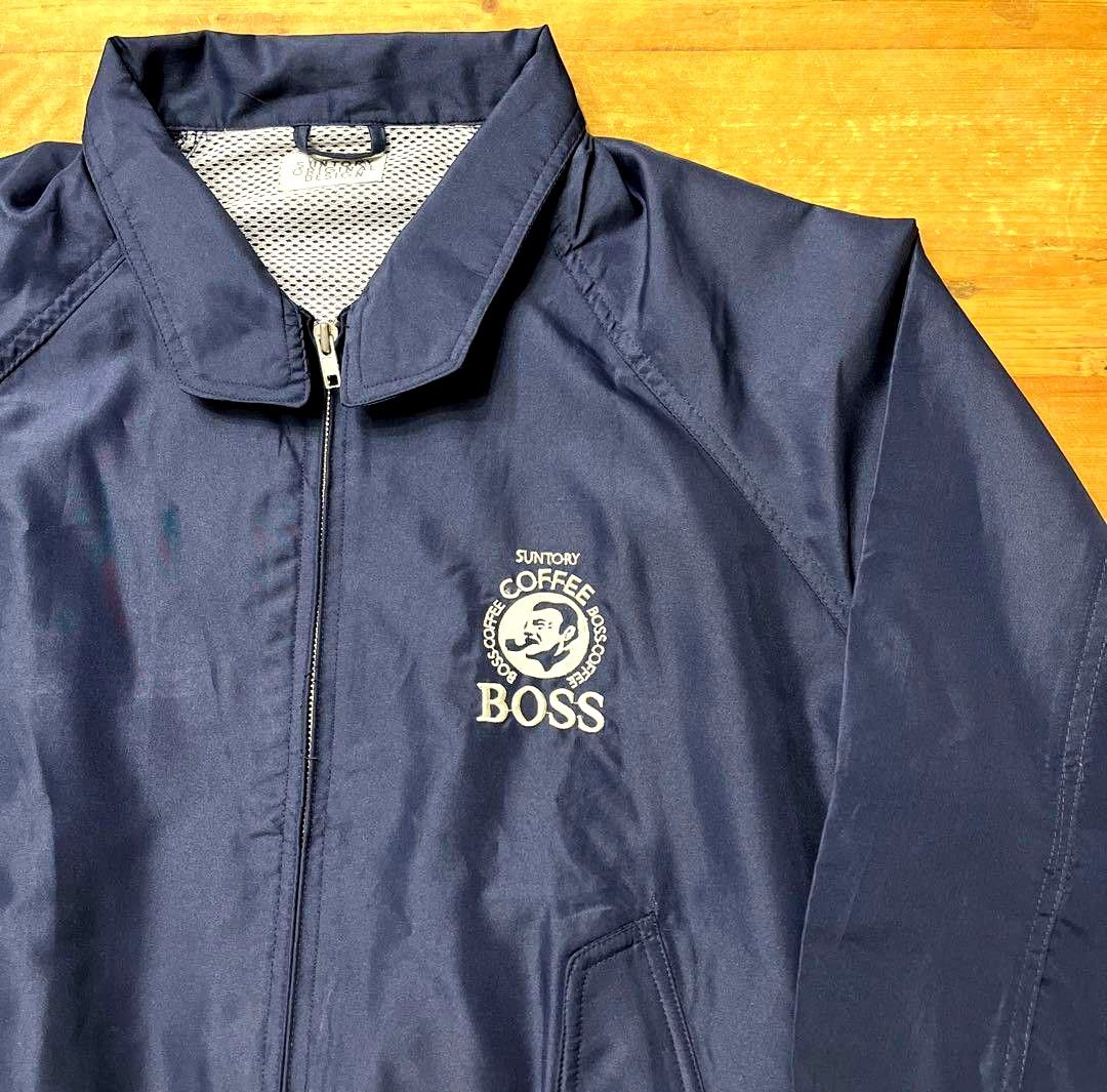 SUNTORY サントリー BOSS ボス スウィングトップ ブルゾン ネイビー 紺 90s 刺繍ロゴ