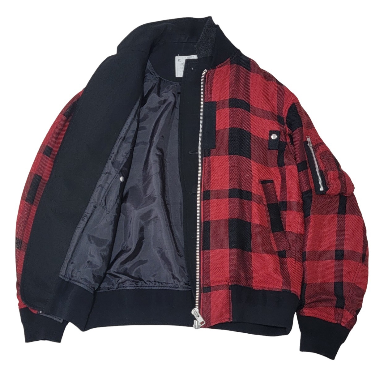 美品】16SS サカイ SACAI ドッキング ブロックチェック柄 MA-1 美品】16SS サカイ SACAI ドッキング ブロックチェック柄 MA-1