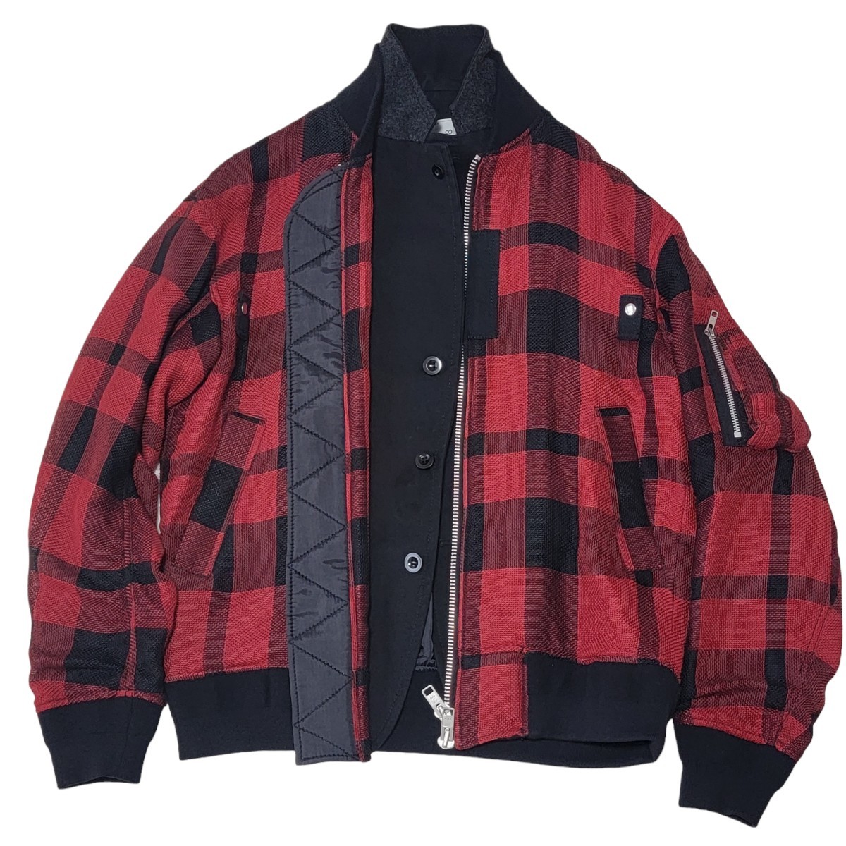 美品】16SS サカイ SACAI ドッキング ブロックチェック柄 MA-1 美品】16SS サカイ SACAI ドッキング ブロックチェック柄 MA-1