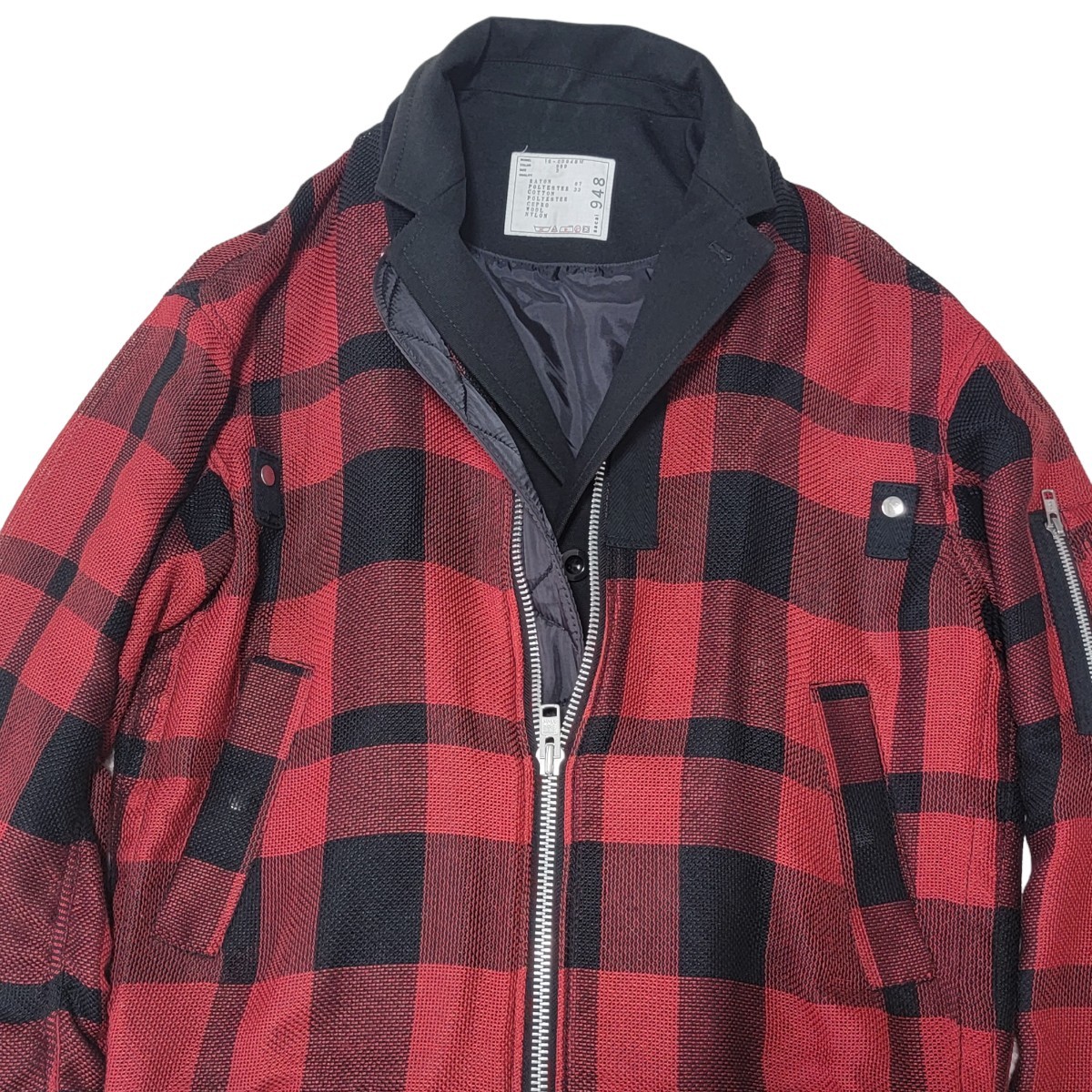 美品】16SS サカイ SACAI ドッキング ブロックチェック柄 MA-1 美品】16SS サカイ SACAI ドッキング ブロックチェック柄 MA-1