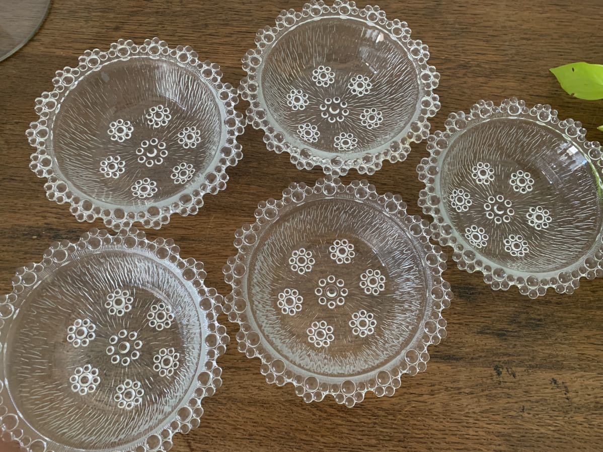 Showa Retro lovely . plate 5 pieces set glass plate plate plate 