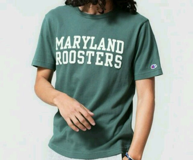 ＜送料230円＞nano・universe（ナノユニバース）×Champion（チャンピオン） 別注カレッジＴシャツ Sサイズ MARYLAND ROOSTERS 緑 グリーン_画像1