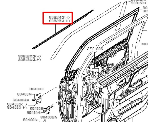 MG33 モコ 日産 純正 ウエザ-ストリツプ フロント リア ドア アウトサイド LR 前後 左右 4点セット 新品 未使用 ガラス 水切り モール ゴム_画像2