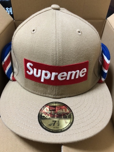 supreme BOX LOGO new era earflap CAP TAN ボックスロゴ キャップ