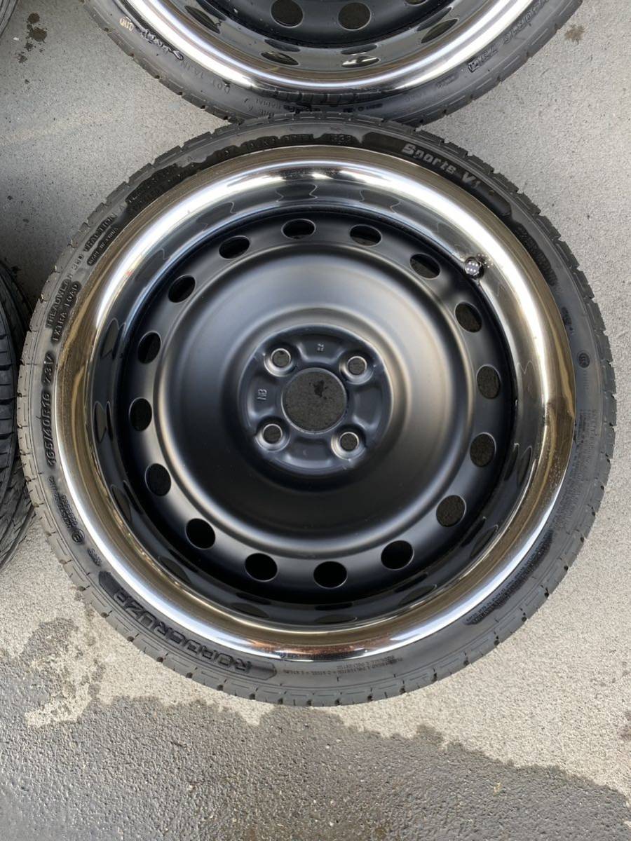 スチールホイール 16inch 5.5j+39 4h pcd100 165 40 16新品タイヤ