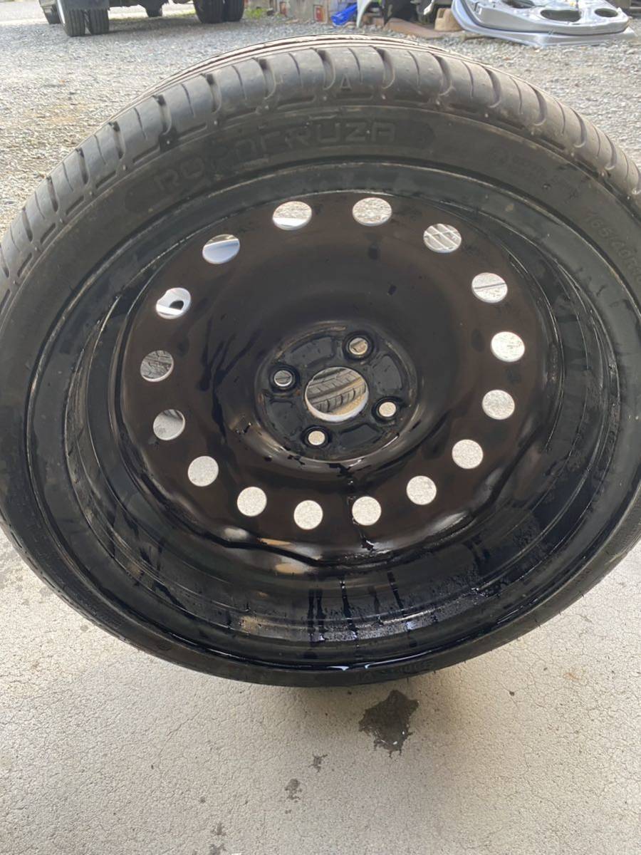 スチールホイール 16inch 5.5j+39 4h pcd100 165 40 16新品タイヤ