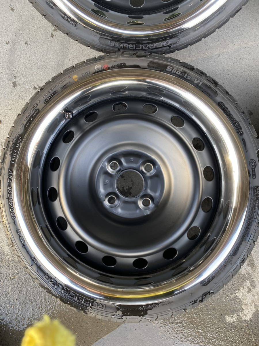 スチールホイール 16inch 5.5j+39 4h pcd100 165 40 16新品タイヤ
